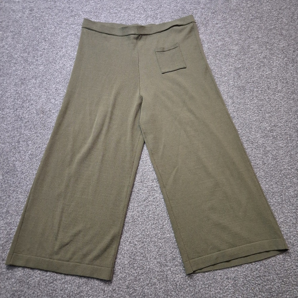 HYP Green Wide Leg Knit Cropped Pants Small Stretchy Sweater Trousers‎ Capri